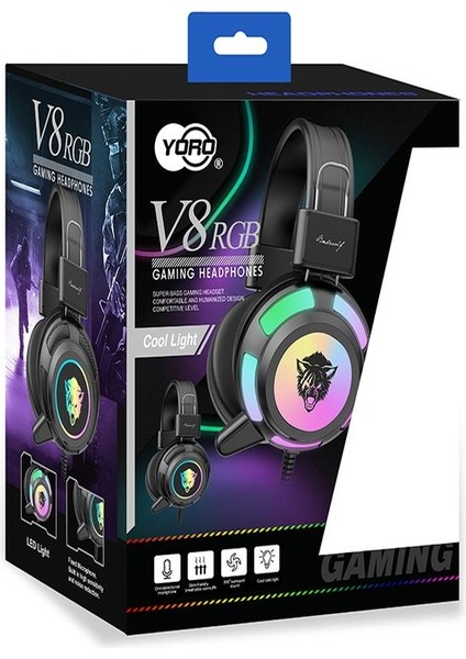 V8 7.1 Rgb Işıklı Mikrofonlu Oyuncu Kulaklığı - Süper Surround 50MM Hoparlör