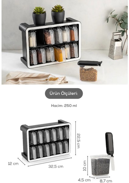 12 Gözlü Standlı Kendinden Yapışkanlı Kaşıklı Kapaklı Baharatlık Pul Biber Tuz Saklama Kabı Seti fiyatları
