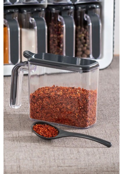 12 Gözlü Standlı Kendinden Yapışkanlı Kaşıklı Kapaklı Baharatlık Pul Biber Tuz Saklama Kabı Seti modelleri