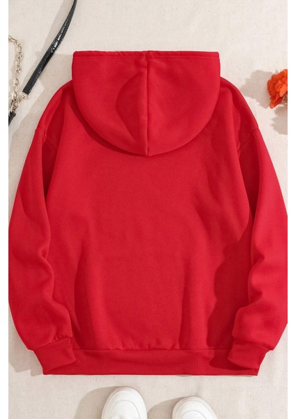 Leopar Kalp Baskılı Oversize Sweatshirt