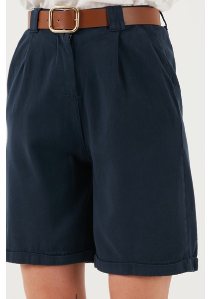 Pamuklu Relaxed Fit Yüksel Bel Kemerli Gabardin Short Bayan Şort 668YP4710 fırsatları