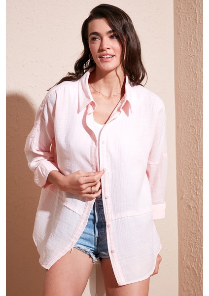 Pamuklu Regular Fit Müslin Gömlek Kadın Gömlek CF25S166905