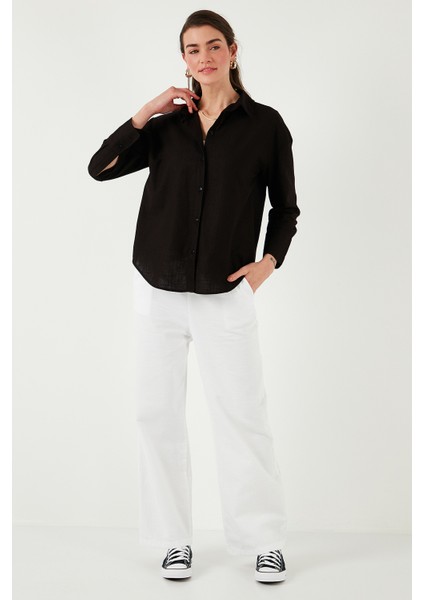 Pamuklu Regular Fit Uzun Kollu Düz Gömlek Kadın Gömlek CF25S168305 fiyatları