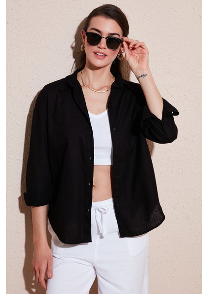 Pamuklu Regular Fit Uzun Kollu Düz Gömlek Kadın Gömlek CF25S168305 modelleri