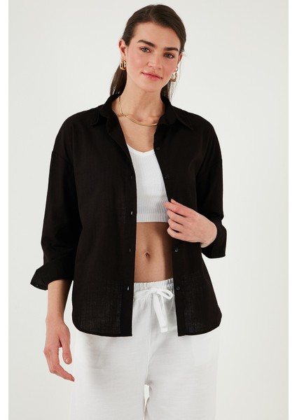 Pamuklu Regular Fit Uzun Kollu Düz Gömlek Kadın Gömlek CF25S168305 indirimleri