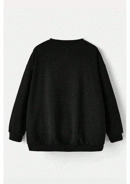 Uygun Tarz Yaramaz Kedi Baskılı Oversize Sweatshirt fiyatları