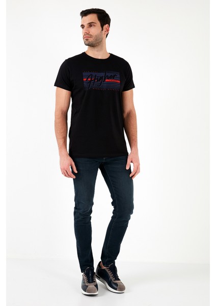 Pamuklu Slim Fit Bisiklet Yaka Baskılı T Shirt Erkek T Shirt 541HIGHER fiyatları