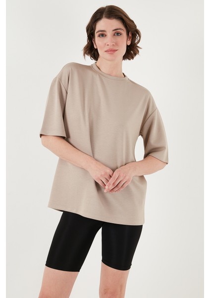 Streç Oversize Fit Bisiklet Yaka T Shirt Bayan T Shirt 5865911 modelleri