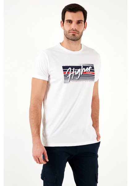 Pamuklu Slim Fit Bisiklet Yaka Baskılı T Shirt Erkek T Shirt 541HIGHER modelleri