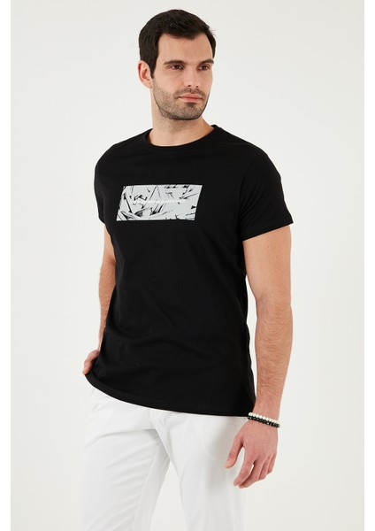 Pamuklu Slim Fit Bisiklet Yaka Baskılı T Shirt Erkek T Shirt 541TOLIVE modelleri