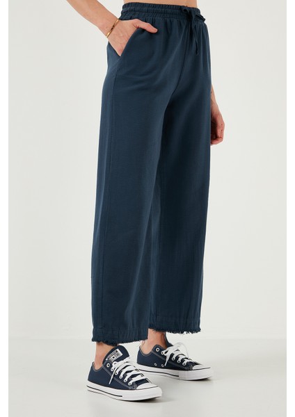 Pamuklu Relaxed Fit Yüksek Bel Geniş Paça Pantolon Bayan Pantolon 668yp5275