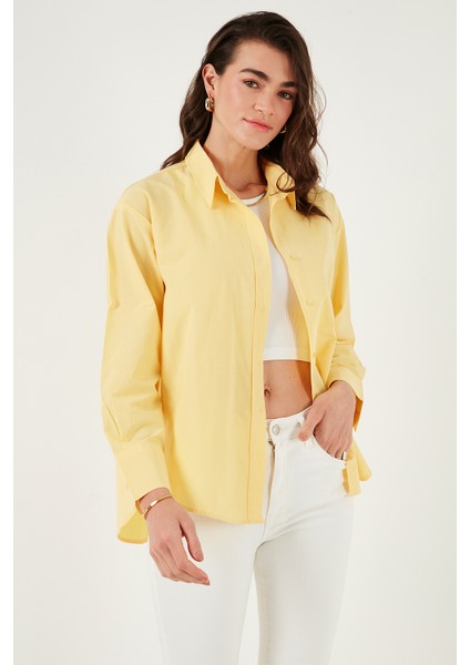 Pamuklu Regular Fit Önü Kısa Arkası Uzun Oval Kesim Gömlek Kadın Gömlek CF25S163867