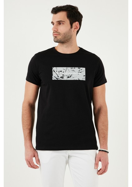 Pamuklu Slim Fit Bisiklet Yaka Baskılı T Shirt Erkek T Shirt 541TOLIVE fırsatları