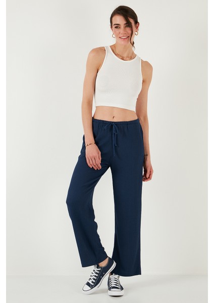 Regular Fit Normal Bel Geniş Paça Pantolon Bayan Pantolon 5866117