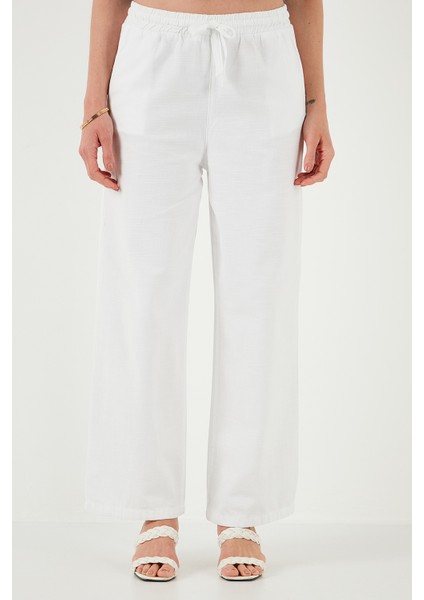 Pamuklu Relaxed Fit Yüksek Bel Bol Paça Pantolon Bayan Pantolon 668yp5118