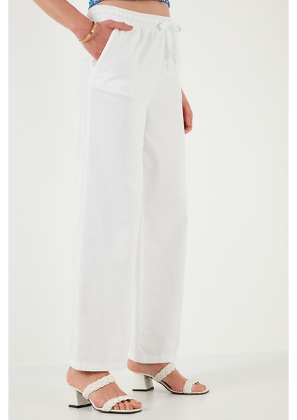 Pamuklu Relaxed Fit Yüksek Bel Bol Paça Pantolon Bayan Pantolon 668yp5118
