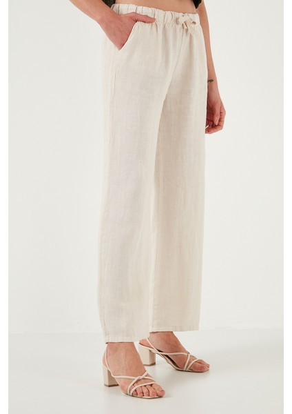 Relaxed Fit Normal Bel Geniş Paça Çift Cepli Keten Pantolon Bayan Pantolon 668yp4991 indirimleri