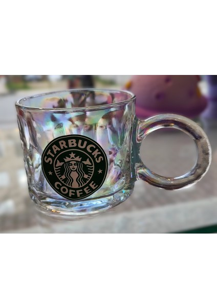 Starbucks Kahve Figürlü Cam Geniş Kupa Bardak