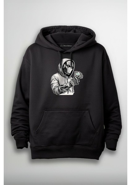 1 Dolar Tutan Robot Baskılı Unisex Sweatshirt