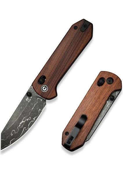 Yonder Thumb Stud & Crossbar Lock Knife Wood Handle Damascus Çakı fiyatları