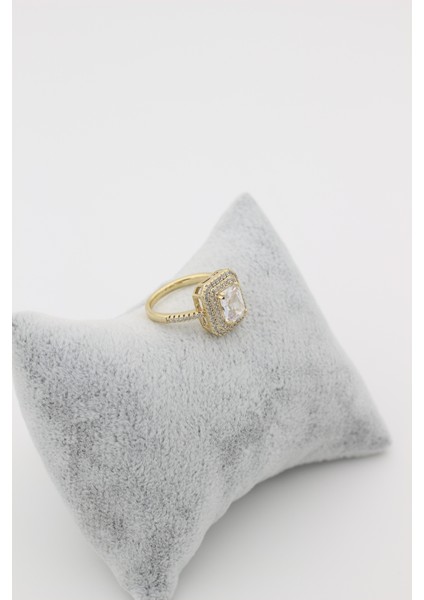 Xupıng Jewelry 14 Ayar Altın Kaplama, Baget Taşlı Yüzük