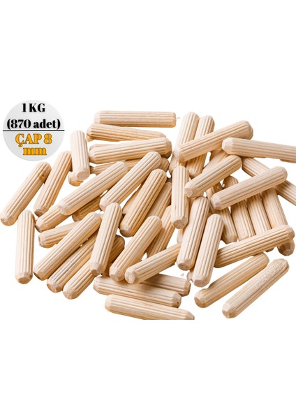 1 kg (870 Adet) Ø8 mm Ahşap Kavela / Kavale (Çizgili) Paket
