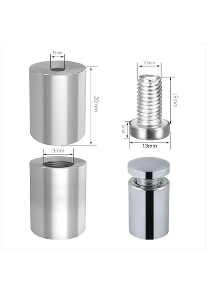 4'lü Krom Montaj Vidası Krom Vida 13X25MM Krom Tabela Vidası Tabela Yükseltme Vidası