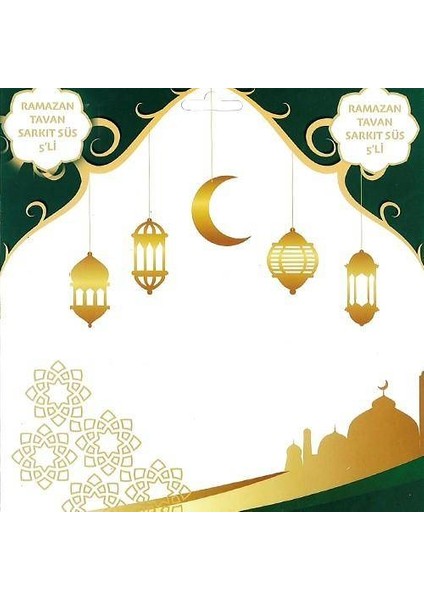 Ramazan Asma Tavan Sarkıt Süs Seti 5'li Gold