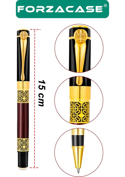 Lüks Görünümlü Gold Desen Işlemeli Kutulu Metal Roller Kalem - FC956 indirimleri