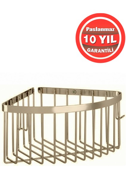 Derin Şampuanlık Paslanmaz Pirinç 1'li 20X20 cm Şampuanlık Banyo Rafı Altın Gold