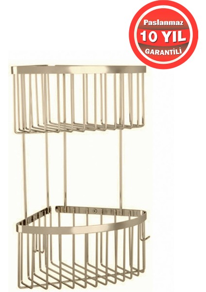 Derin Şampuanlık Paslanmaz Pirinç 1'li 20X20 cm Şampuanlık Banyo Rafı Altın Gold