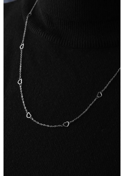 By Florya Jewelry Çelik Kalpli İnce Klasik Zincir Kolye İnce Forse Kalp Zincir 1 mm Zarif Minimal