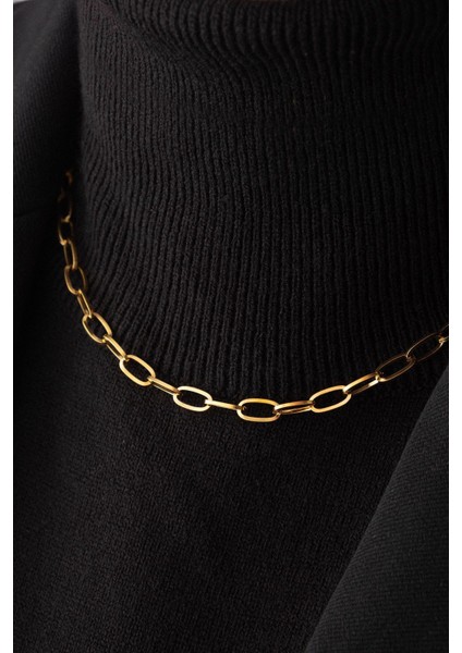 By Florya Jewelry Çelik Ataç Oval Zincir Kolye Kararmaz 5 mm Kişiselleştirilebilir Zincir Boy Seçenekleriyle modelleri