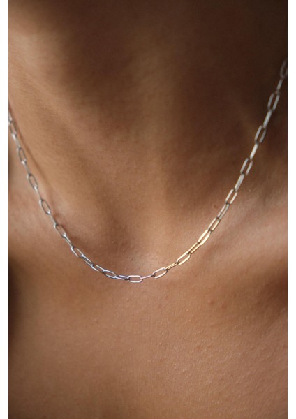 By Florya Jewelry Çelik Ataç Oval Halka Zincir Kolye Günlük Kullanıma Uygun Kararmaz Kablo Zincir Kolye 2 mm