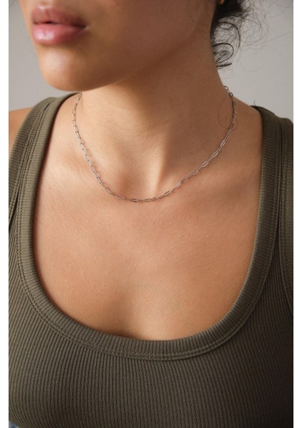 By Florya Jewelry Çelik Ataç Oval Halka Zincir Kolye Günlük Kullanıma Uygun Kararmaz Kablo Zincir Kolye 2 mm modelleri