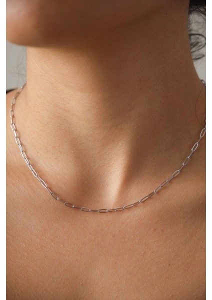 By Florya Jewelry Çelik Ataç Oval Halka Zincir Kolye Günlük Kullanıma Uygun Kararmaz Kablo Zincir Kolye 2 mm indirimleri