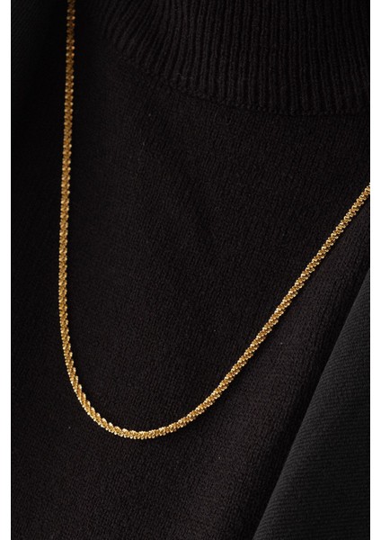 By Florya Jewelry Çelik Halat Elmas Kolye Kararmaz Ezme Diken Zincir 60 cm