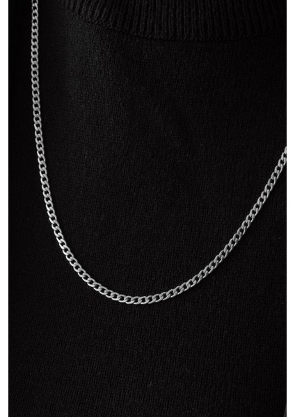 By Florya Jewelry Çelik İnce Gurmet Zincir Kolye Kararmaz 3 mm Unisex
