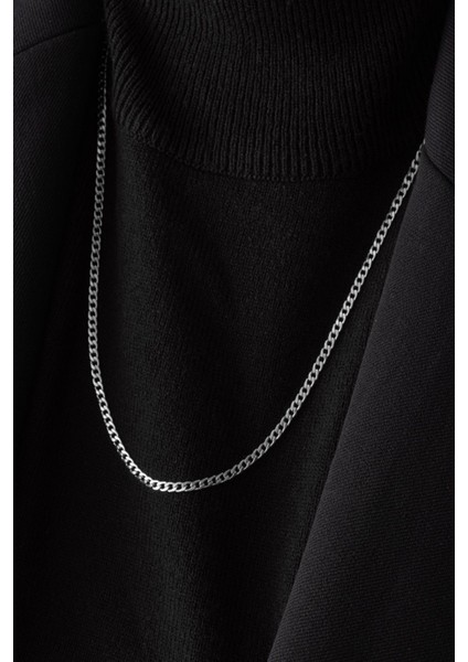 By Florya Jewelry Çelik İnce Gurmet Zincir Kolye Kararmaz 3 mm Unisex modelleri