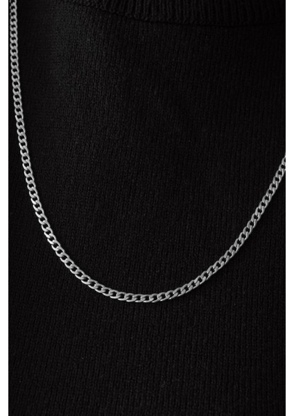 By Florya Jewelry Çelik İnce Gurmet Zincir Kolye Kararmaz 3 mm Unisex indirimleri