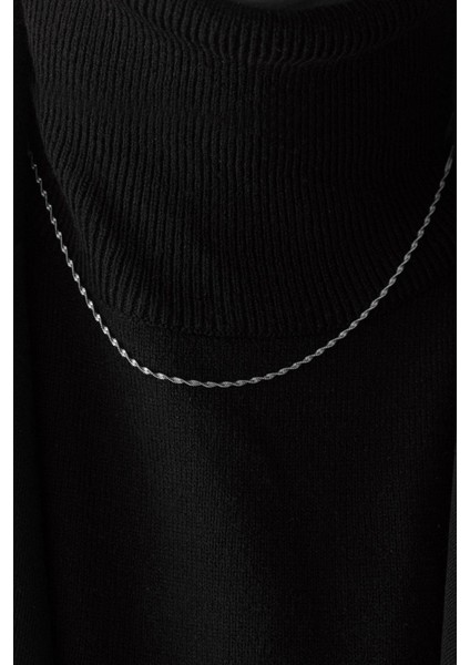 Çelik Ince Singapur Zincir Kolye Ince Burgu Zincir 1mm Zarif Minimal 45CM&60CM