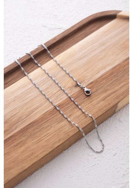 Çelik Ince Singapur Zincir Kolye Ince Burgu Zincir 1mm Zarif Minimal 45CM&60CM modelleri