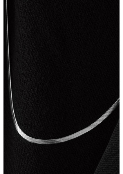 By Florya Jewelry Çelik İnce İtalyan Zincir Balık Sırtı Yılan Kolye Kararmaz 60 cm/3 mm Unisex