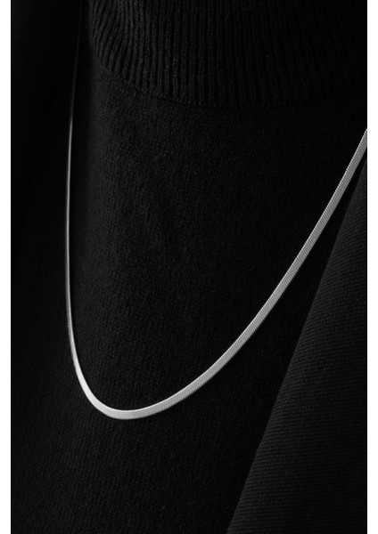 By Florya Jewelry Çelik İnce İtalyan Zincir Balık Sırtı Yılan Kolye Kararmaz 60 cm/3 mm Unisex modelleri