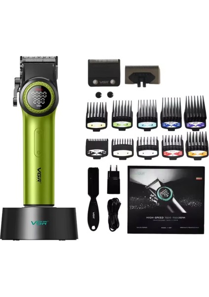 Vgr 001 Profesyonel Berberler Için Karbon Çelik Bıçak Saç Kesme Makinesi 9000RPM, LED Ekran