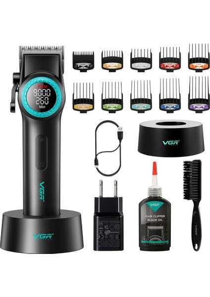 Vgr 001 Profesyonel Berberler Için Karbon Çelik Bıçak Saç Kesme Makinesi 9000RPM, LED Ekran