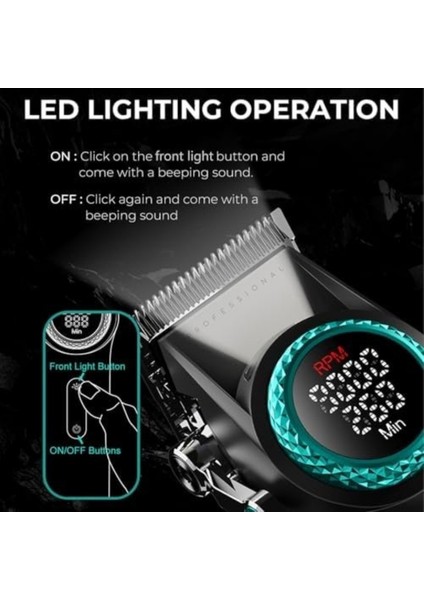 Vgr 001 Profesyonel Berberler Için Karbon Çelik Bıçak Saç Kesme Makinesi 9000RPM, LED Ekran modelleri