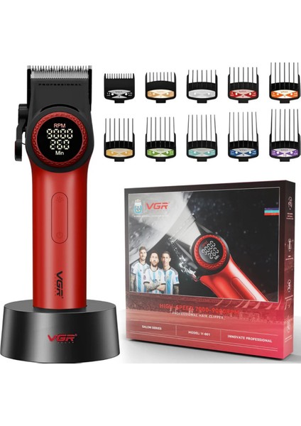 Vgr 001 Profesyonel Berberler Için Karbon Çelik Bıçak Saç Kesme Makinesi 9000RPM, LED Ekran