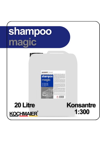 Shampoo Magic Oto Araç Cilalı Kostiksiz Ph Nötr Şampuan Kopüklü Konsantre 1:300 20 Litre/kg