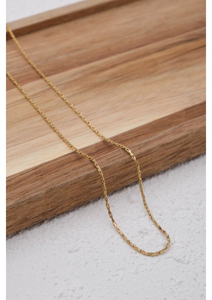 Çelik Ince Dikdörtgen Örme Zincir Kolye Kararmaz Minimal 1mm Unisex